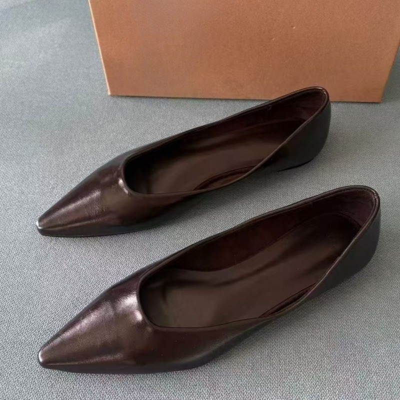 Leather Work Flats Women - 2025 Autumn Pointed Toe Office Work