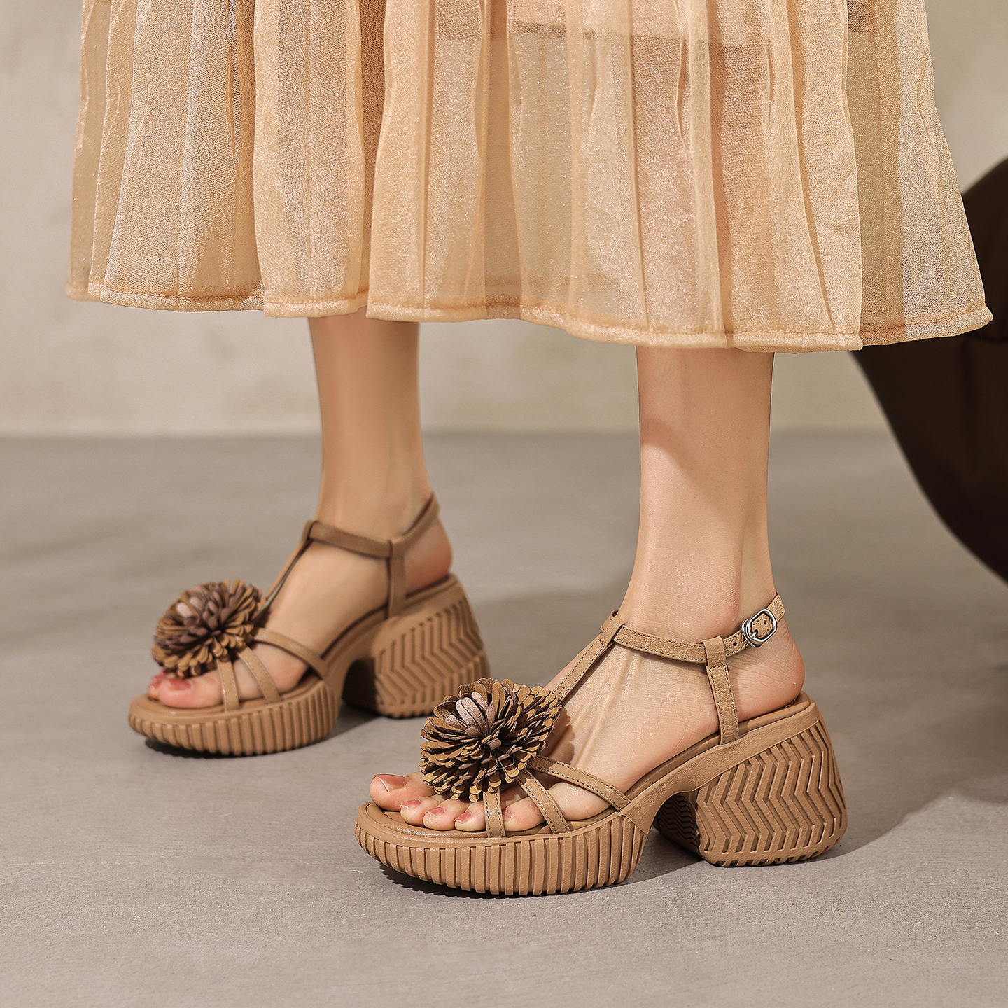Leather Work Flats Women - Genuine Leather Cowhide Women Sandals,Fashion Flowers