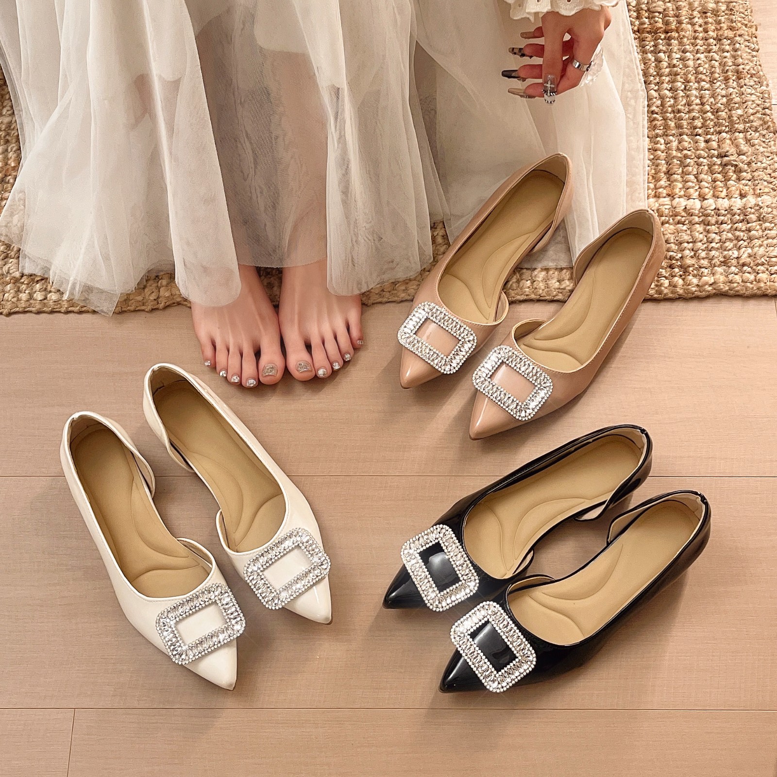 Women's Pointed Toe Patent Lea - Leather Work Flats Women 리뷰 및 가격