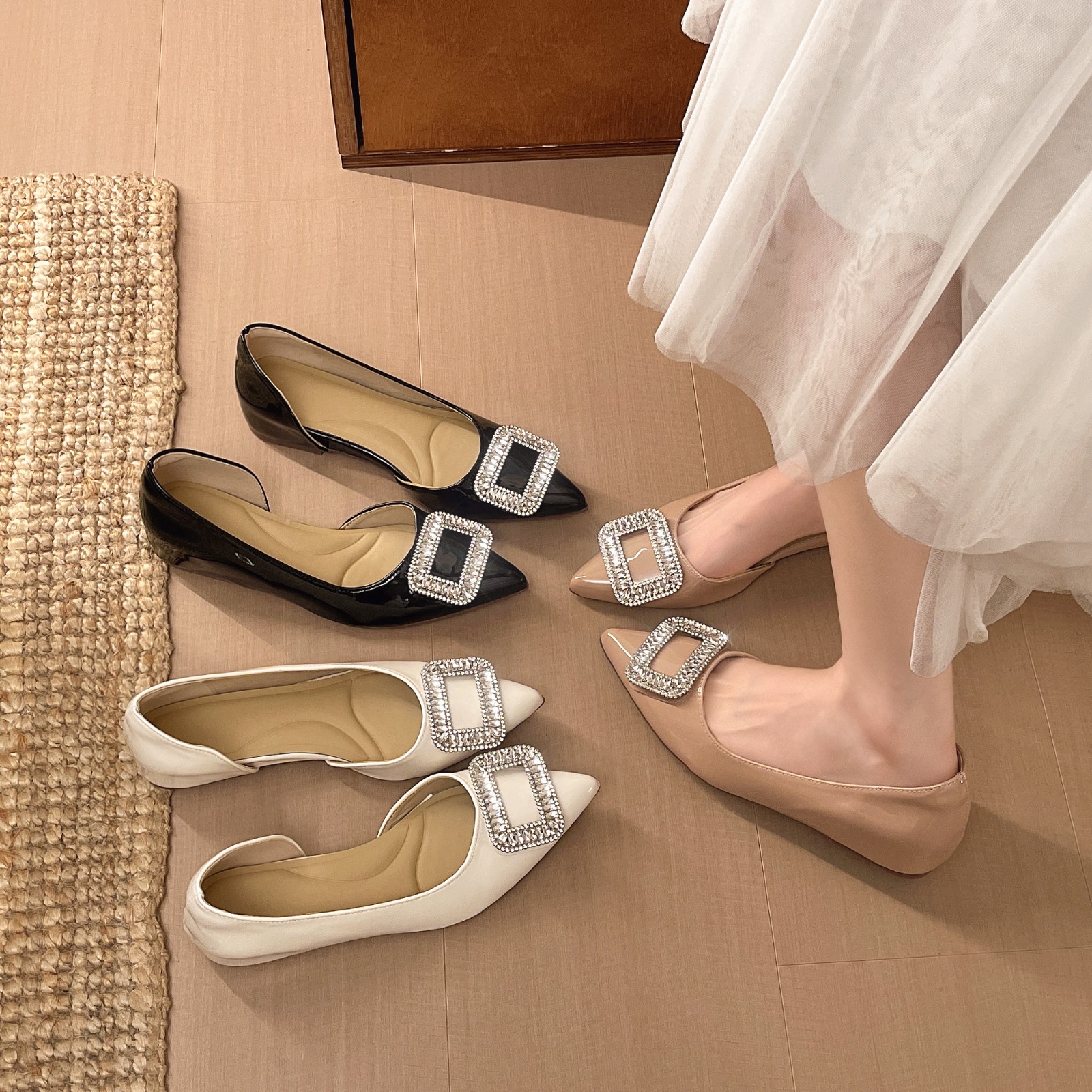 Women's Pointed Toe Patent Lea - Leather Work Flats Women 리뷰 및 가격
