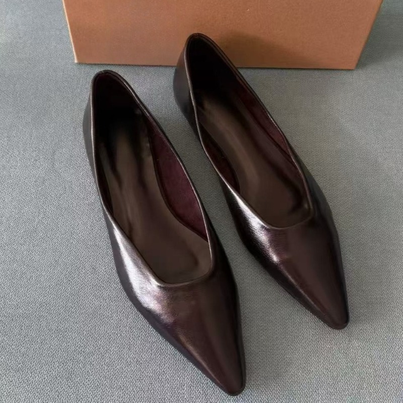 2025 Autumn Pointed Toe Office - Leather Work Flats Women 리뷰 및 가격