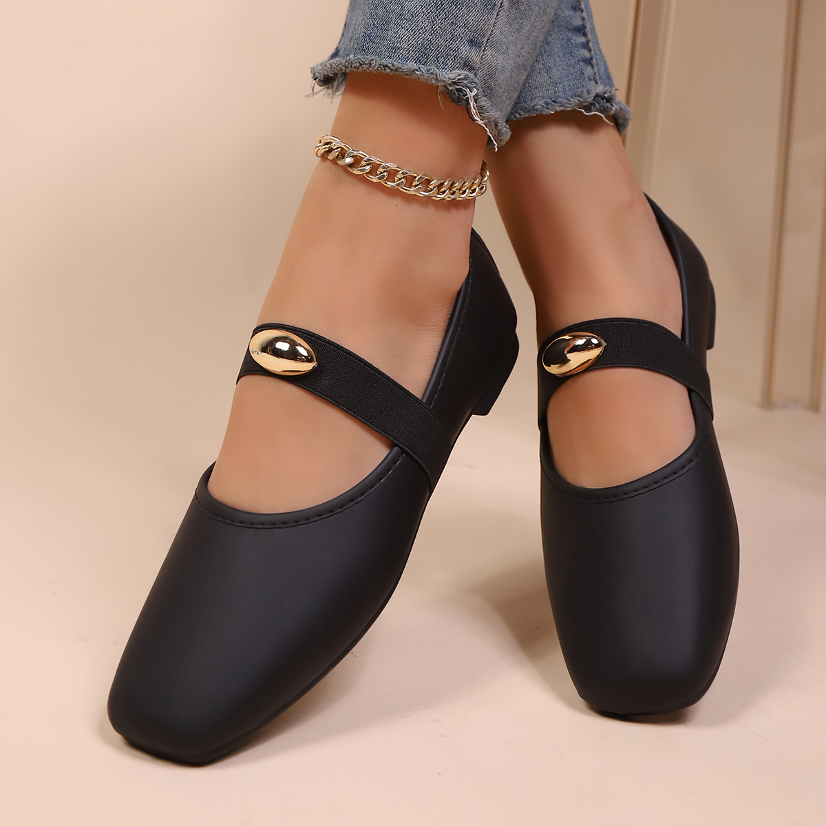 Minimalist Solid Color Mary Ja - Leather Work Flats Women 리뷰 및 가격