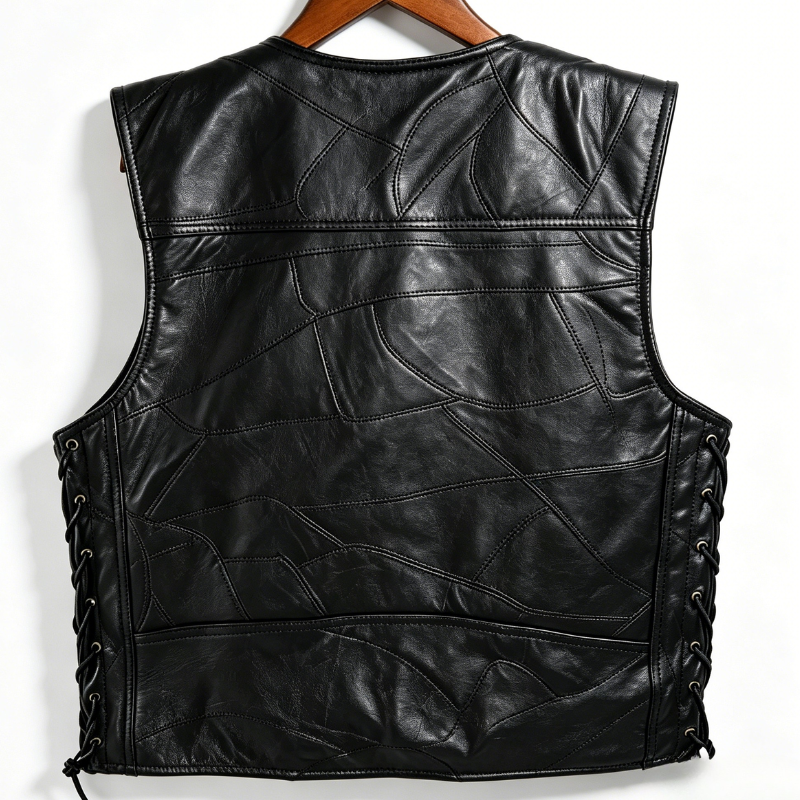 Men's Black Patchwork Leather  - Leather Work Jacket 리뷰 및 가격