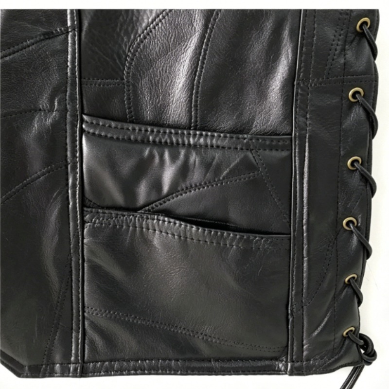 Men's Black Patchwork Leather  - Leather Work Jacket 리뷰 및 가격