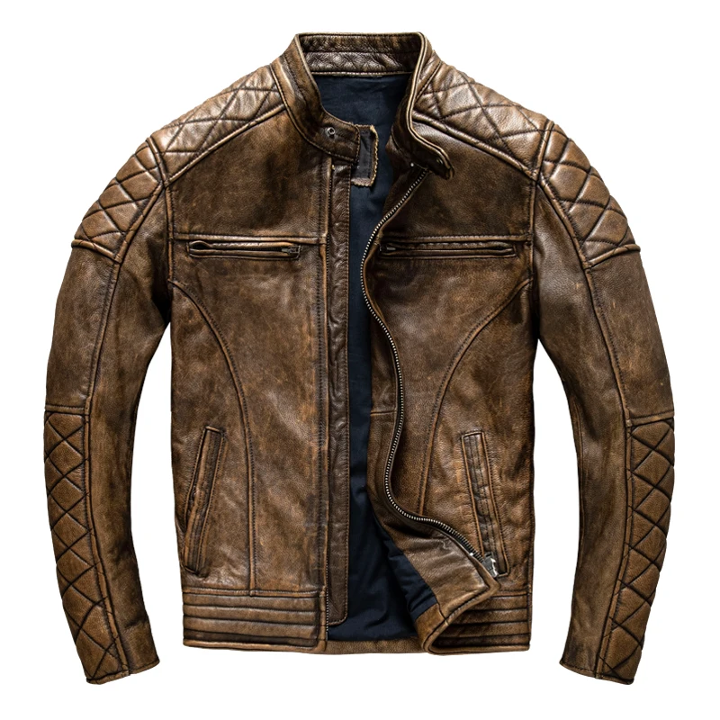 Vintage Men Leather Jacket Yel - Leather Work Jacket 리뷰 및 가격