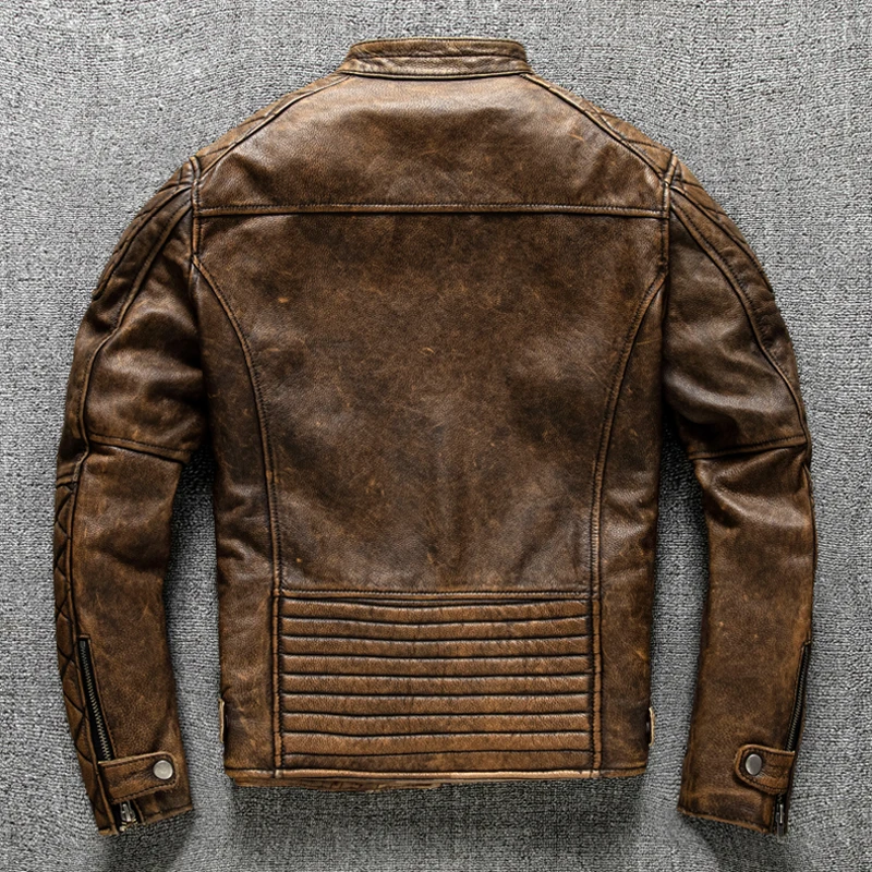 Vintage Men Leather Jacket Yel - Leather Work Jacket 리뷰 및 가격