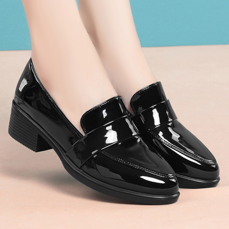 British Style Shallow Pointed  - Leather Work Flats Women 리뷰 및 가격