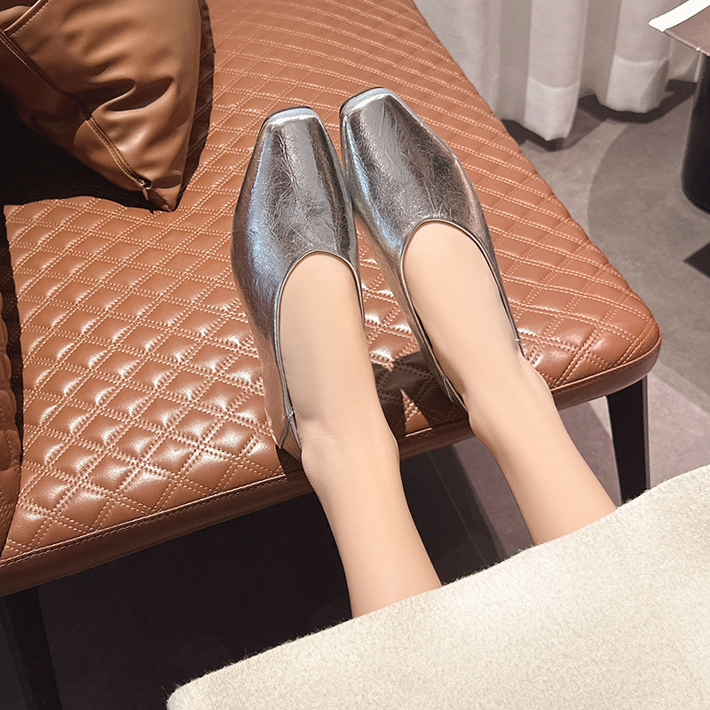 Women Ladies Square Toe Metall - Leather Work Flats Women 리뷰 및 가격