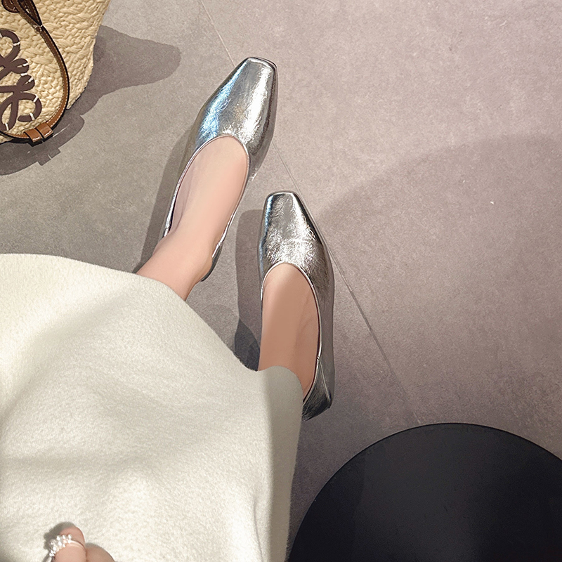 Women Ladies Square Toe Metall - Leather Work Flats Women 리뷰 및 가격