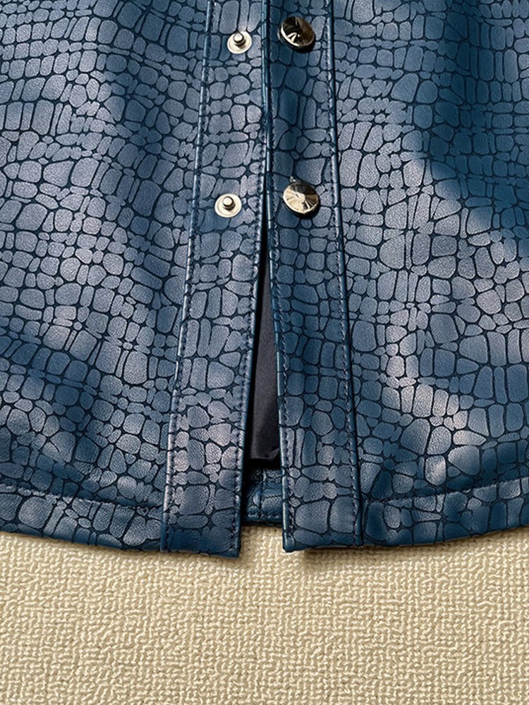 Men Spring Crocodile Pattern R - Leather Work Jacket 리뷰 및 가격