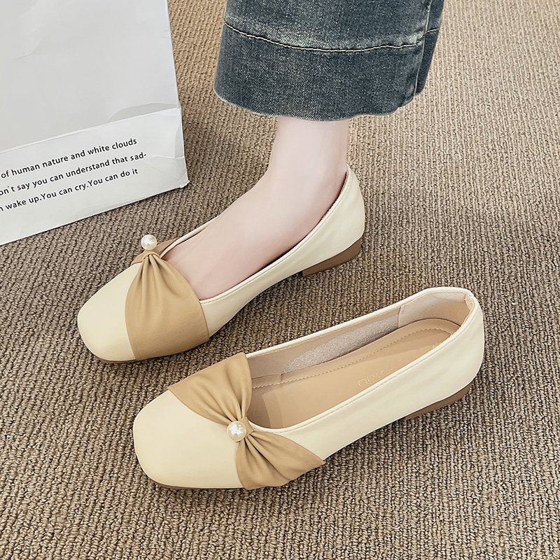 Women's Two Tone Square Toe Ba - Leather Work Flats Women 리뷰 및 가격