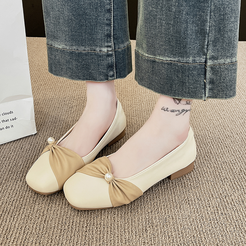 Women's Two Tone Square Toe Ba - Leather Work Flats Women 리뷰 및 가격