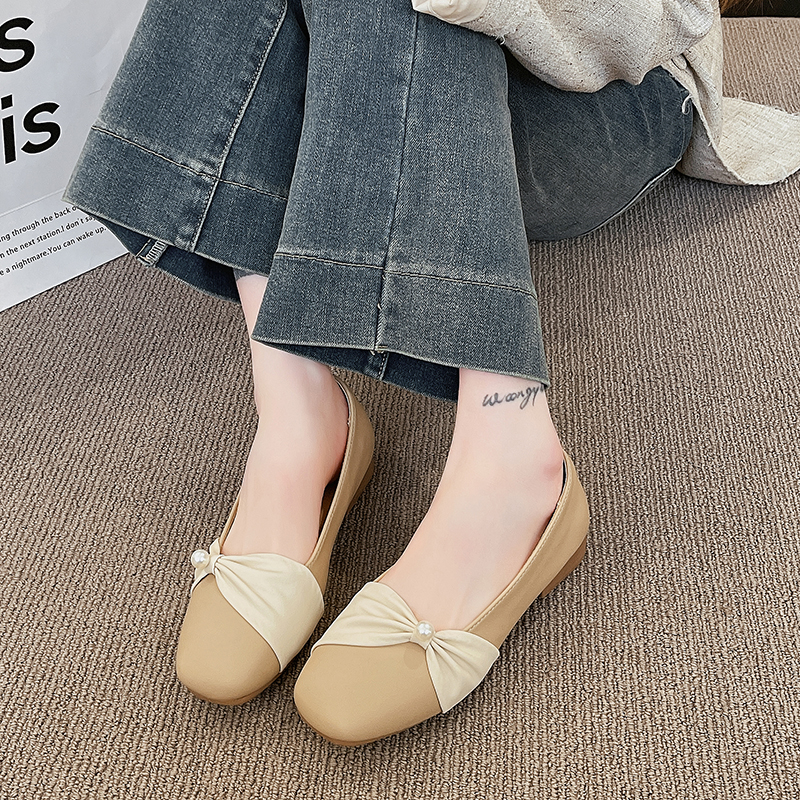 Women's Two Tone Square Toe Ba - Leather Work Flats Women 리뷰 및 가격
