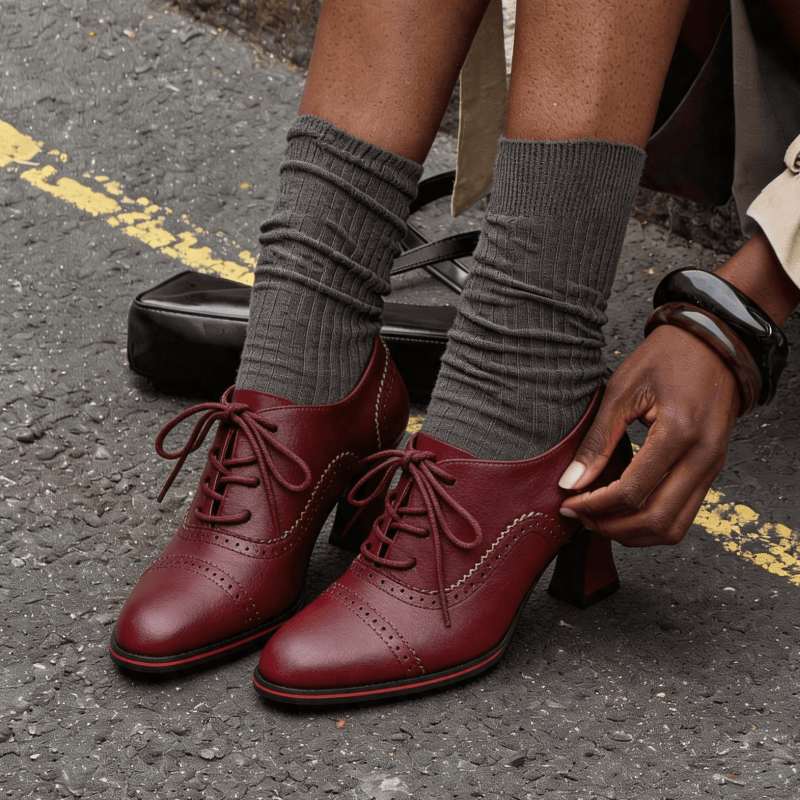Women’s Faux Leather Brogue Ox - Leather Work Flats Women 리뷰 및 가격