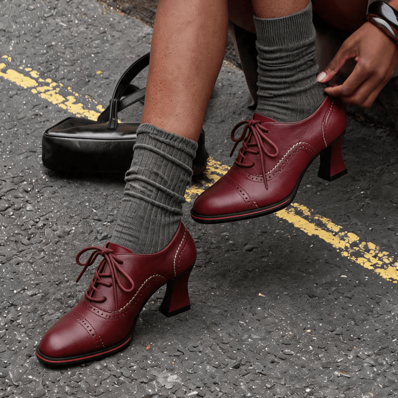 Women’s Faux Leather Brogue Ox - Leather Work Flats Women 리뷰 및 가격
