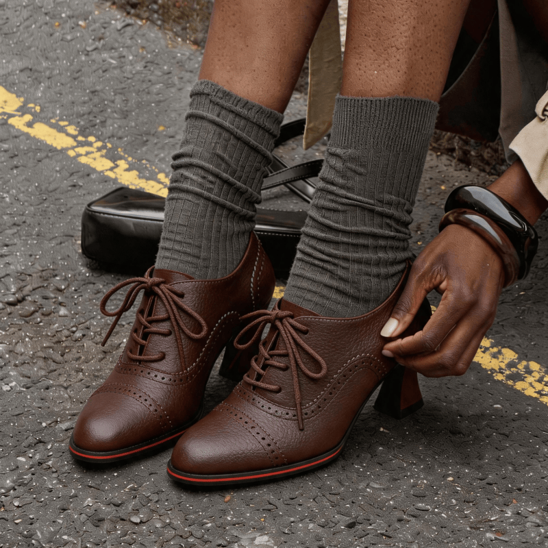 Women’s Faux Leather Brogue Ox - Leather Work Flats Women 리뷰 및 가격