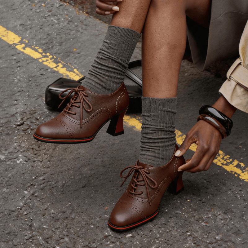 Women’s Faux Leather Brogue Ox - Leather Work Flats Women 리뷰 및 가격