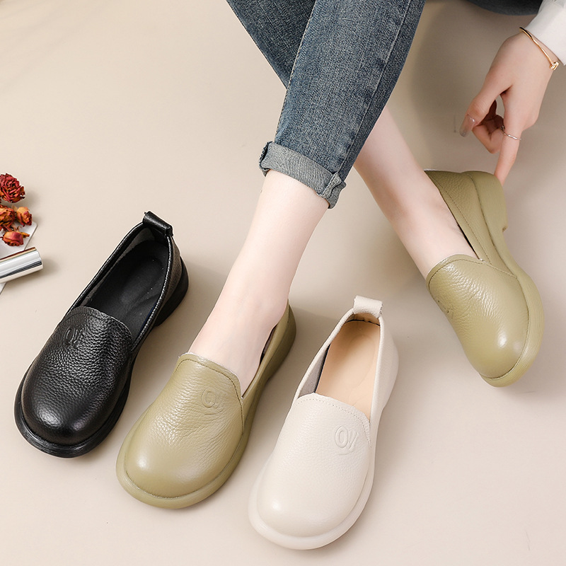2025 Genuine Leather Loafers W - Leather Work Flats Women 리뷰 및 가격